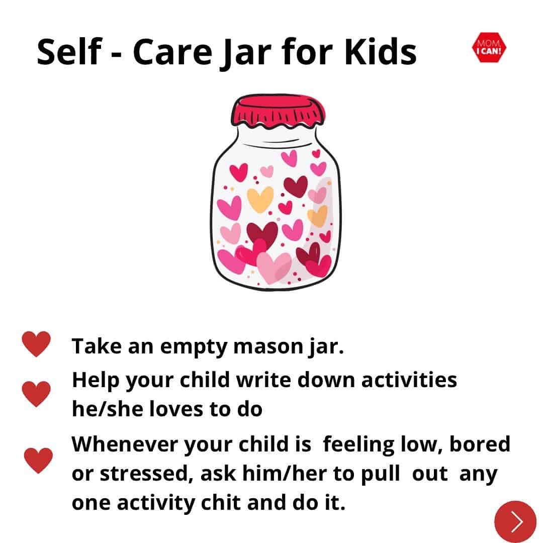 self care jar for kids, self care jar, self care jar ideas, care jar, self care kids